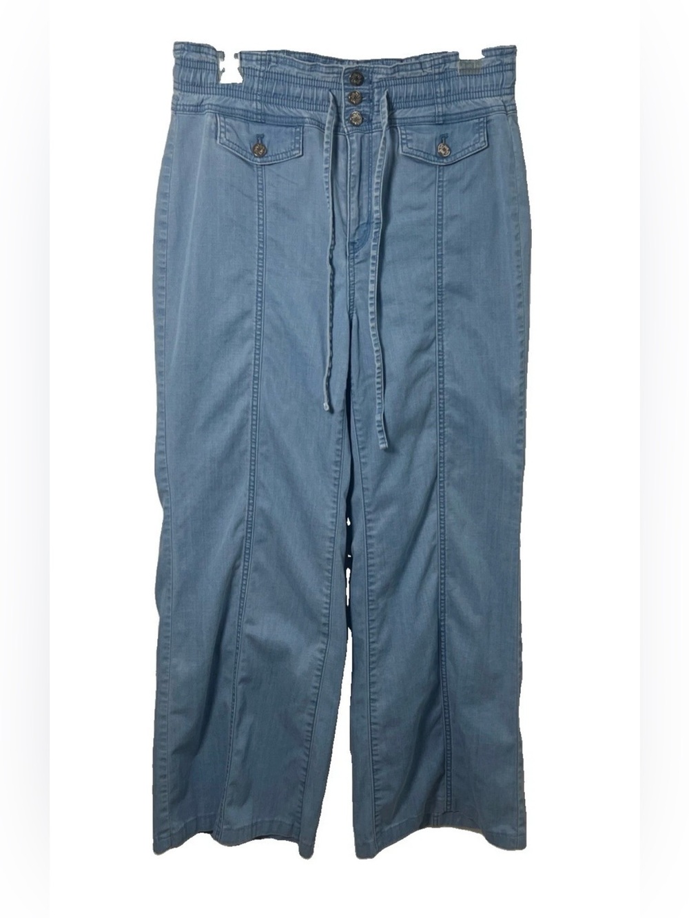 White House Black Market Light Blue Wide-Leg Drawstring Jeans